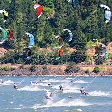Kiteboarding water activity in Hood River, Oregon