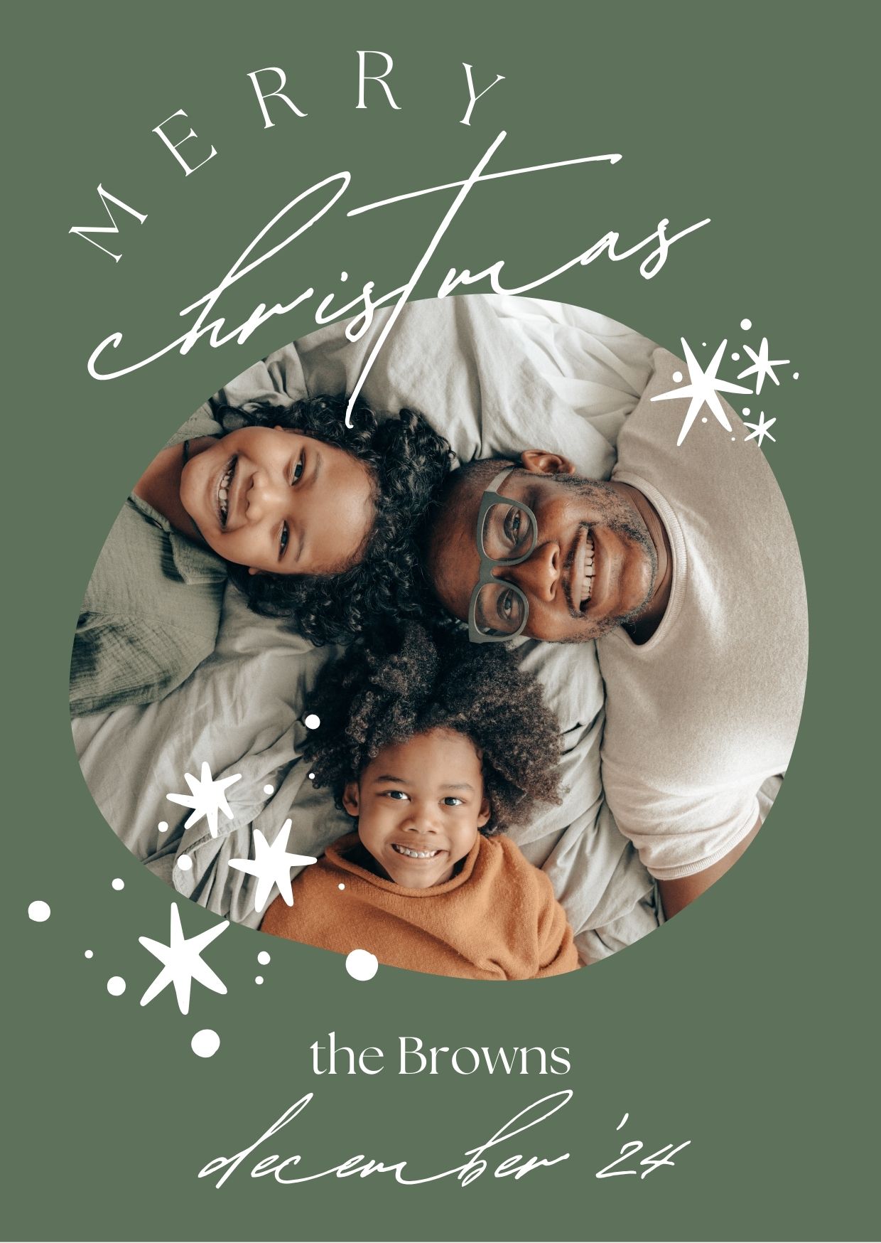 Green Minimalist Family Christmas Card