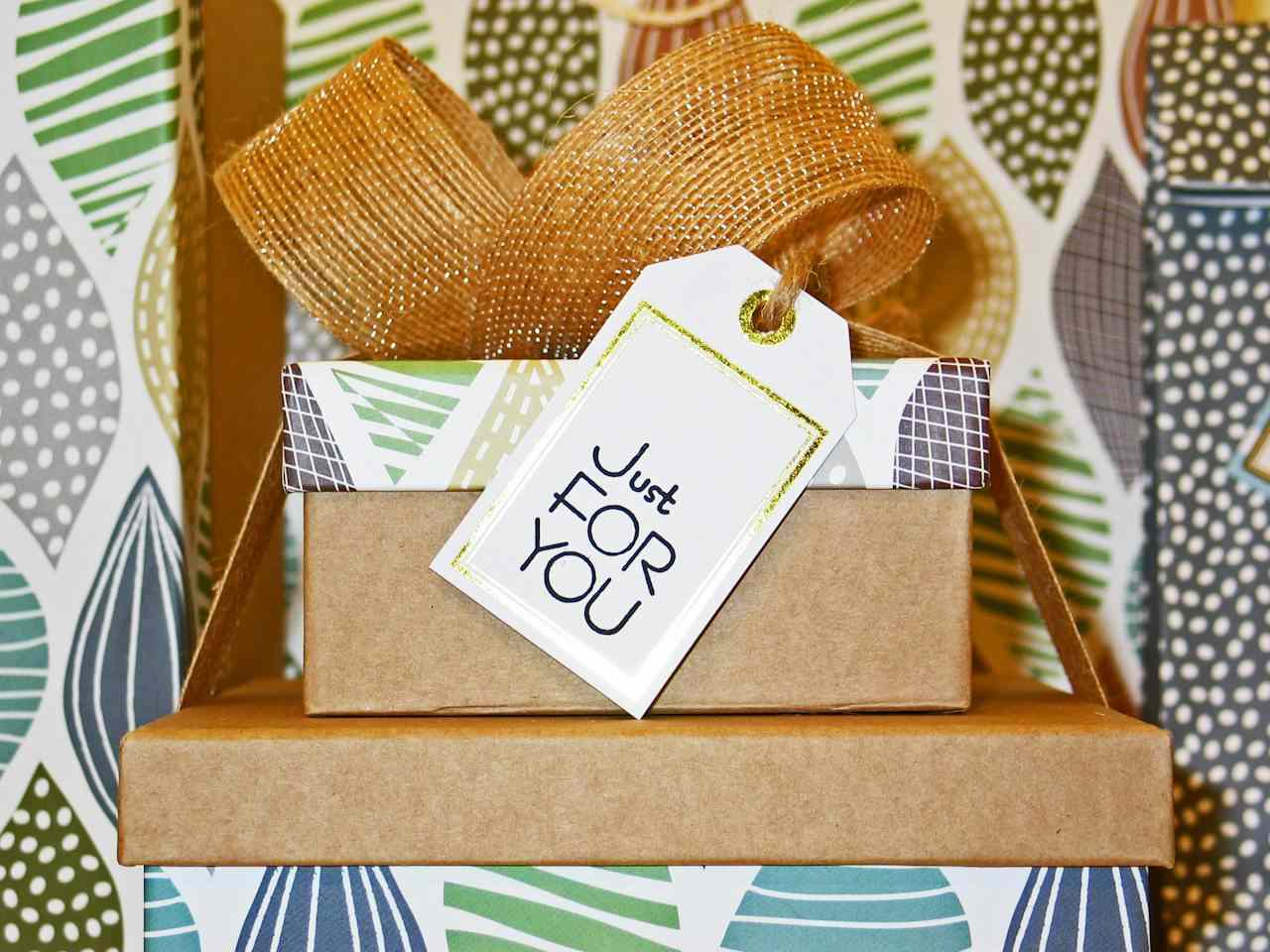 A gift box with a tag that says "just for you".
