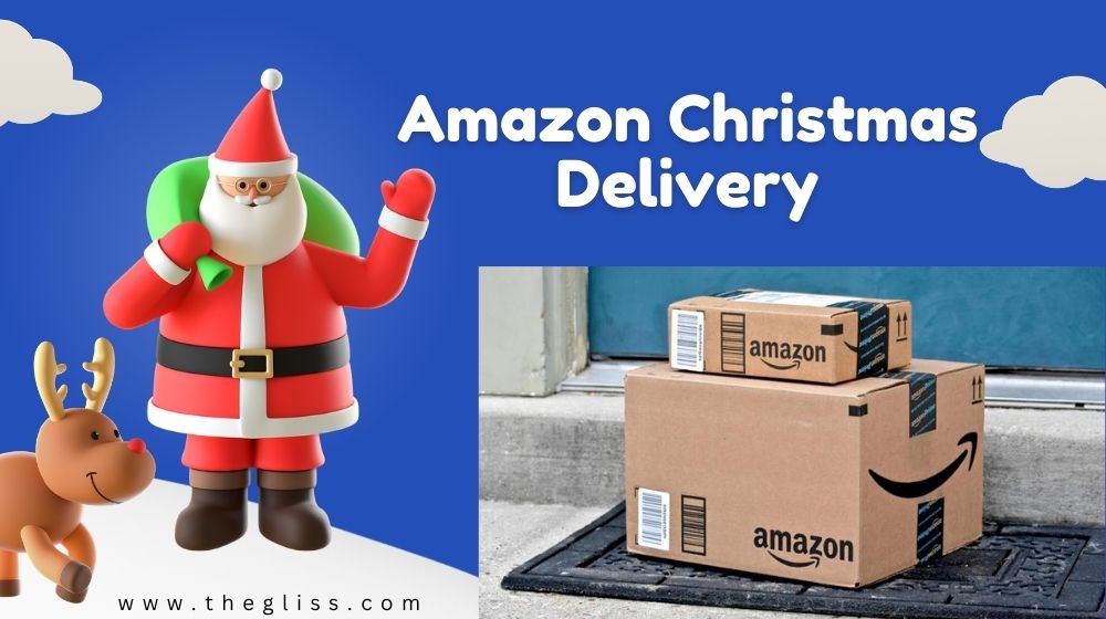 Amazon Christmas delivery: A package with a red bow on a doorstep, symbolizing timely and festive holiday deliveries.